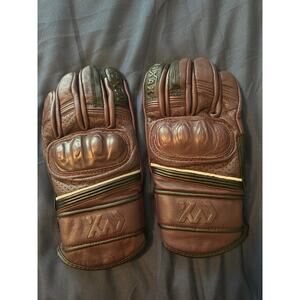 #1MaxAx Brown Leather Motorcycle Gloves Motocross Tactical Size Small